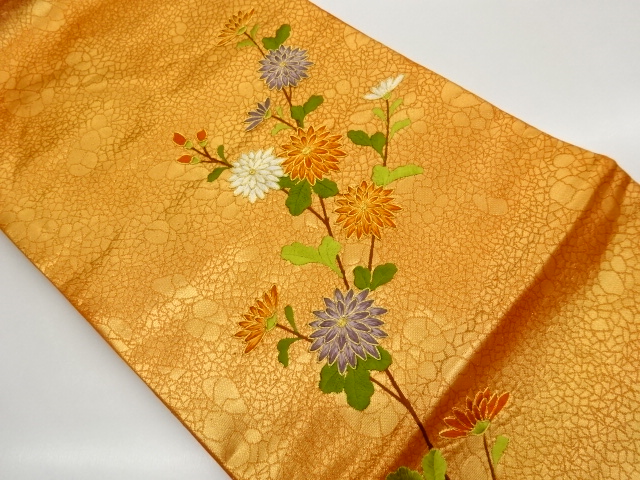 JAPANESE NAGOYA OBI / EMBROIDERY / KIKU